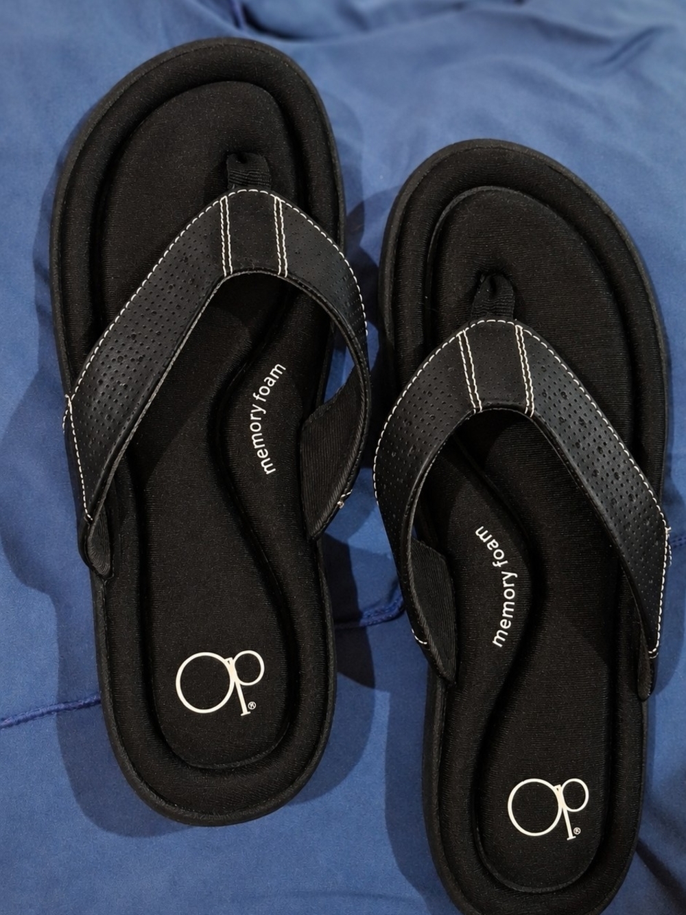 OP Memory Foam Black Flip Flop Sandals